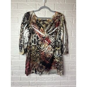 Mushbaby Sienna Rose Inc Animal Print Mesh Tunic Top 2X Y2K Mob Wife Chic